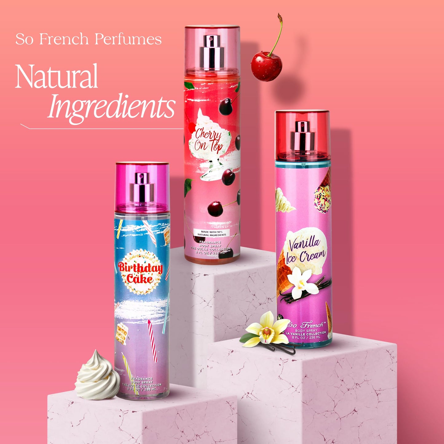 So French Body Mist for Women – Long-Lasting Body Spray – Refreshing Scented Perfume Fragrance – 8 Fl Oz (Vanilla Marshmallow)