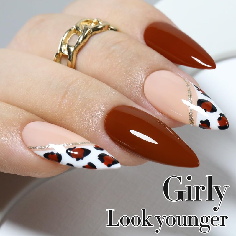 Double Rhythm Burgundy Gel Polish 15ML Pure Sheer Same Color Same Bottle Gel Polish Art Manicure Salon DIY at Home for Women (Tan Red-A1455)