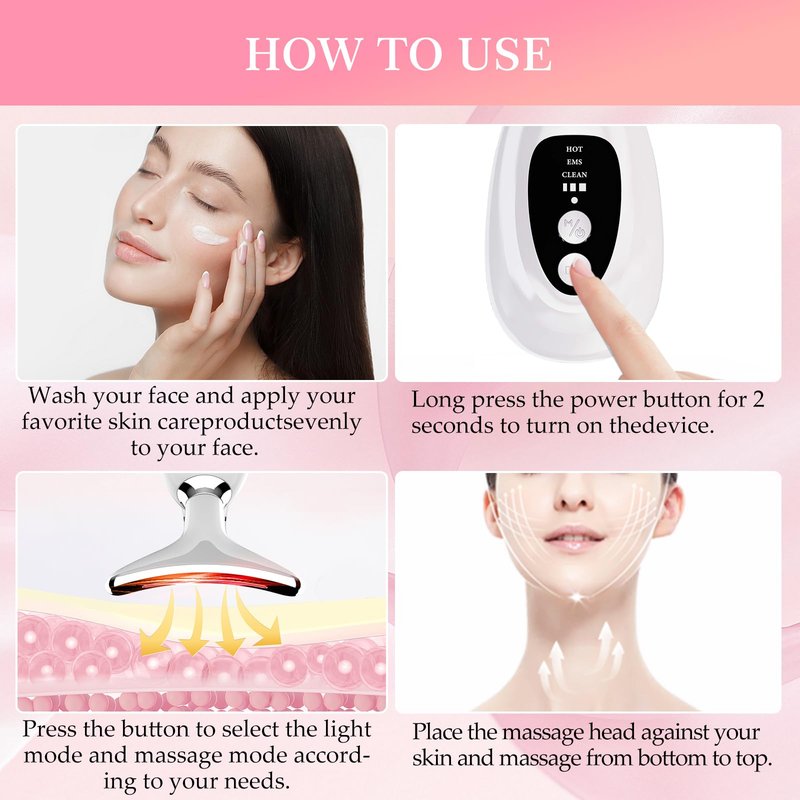 Multifunctional-Red-Light-Therapy-for-Face and Neck-Eye-Head Massager,7 Colors Skin Rejuvenation Lifting Facial Massager for Toning,Glow Boost,Wrinkle&Dark Circle Reducer (White)