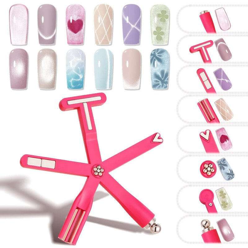 Modelones Cat Eye Gel Polish - 8-in-1 Magnetic Nail Art Tool with Steel Ball & Multi-Effect Magnets