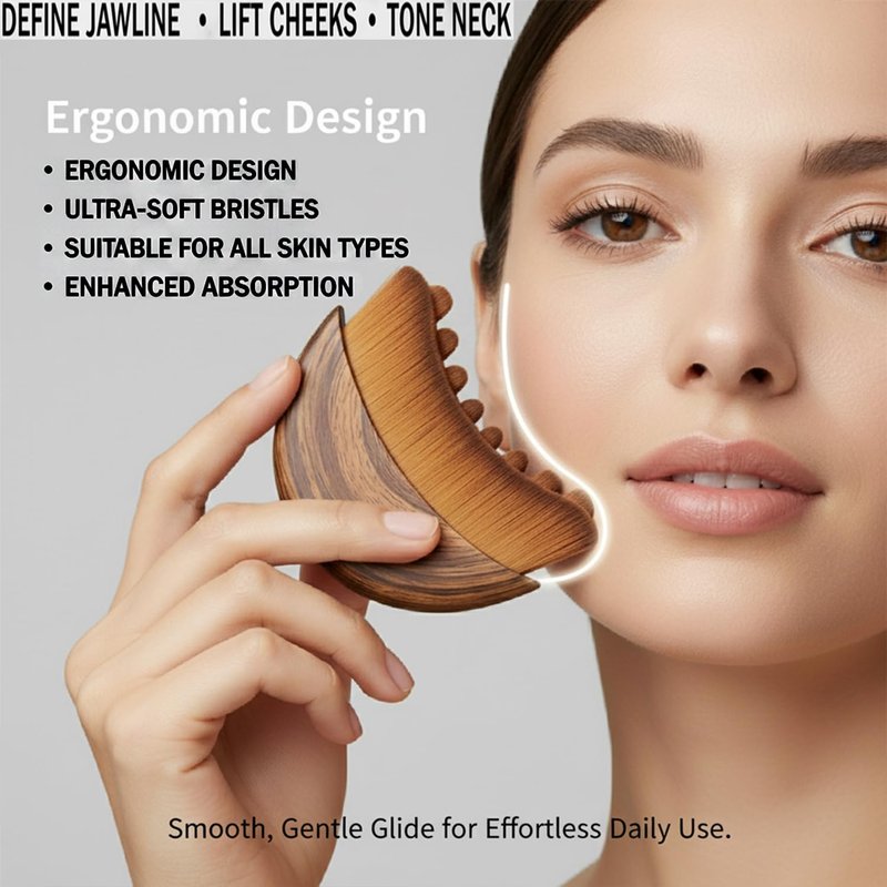 Kojiva Lymphatic Face Brush, Lymphatic Contour Face Brush Curved, Facial Lymphatic Drainage Massager Brush for Sculptingm, Reduce Puffiness & Double Chin Reducer, Improves Skin Glow & Absorption