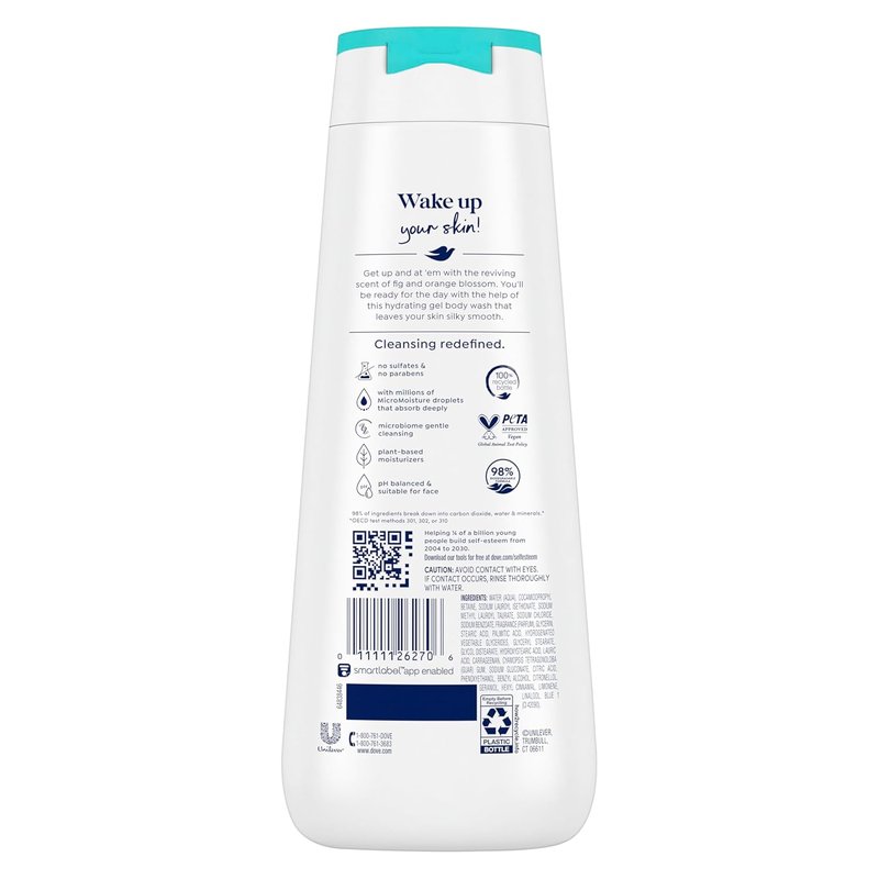 Dove Go Fresh Body Wash 100% Gentle Cleansers, Sulfate Free Blue Fig and Orange Blossom Effectively Washes Away Bacteria While Nourishing Your Skin 22 oz