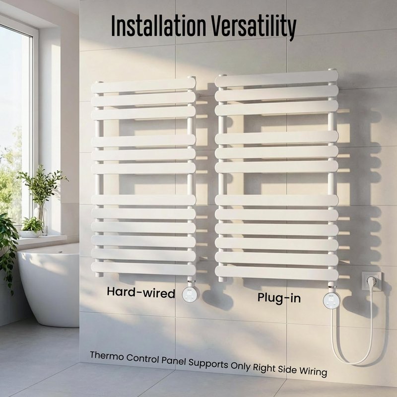 HStrukt Towel Warmer, Large Size Heated Towel Rack with Built-in Timer and Temperature Control, Detachable Controller, Hardwired/Plug-in, White