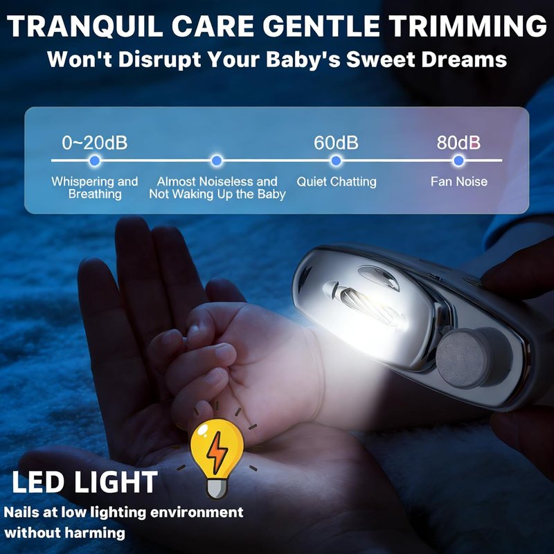 Skiennix Electric Nail Clipper - Safe & Painless Automatic Nail Cutter with LED Light | 3 Speeds, White