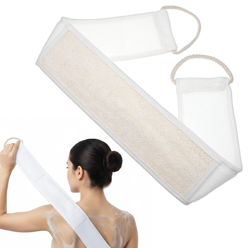 LXUEJIE Natural Loofah Back Scrubber, Exfoliating Body Scrubber, Loofah Exfoliating Bath Strap Shower Loofah Back Sponge to Clean Body Deeply for Women and Men