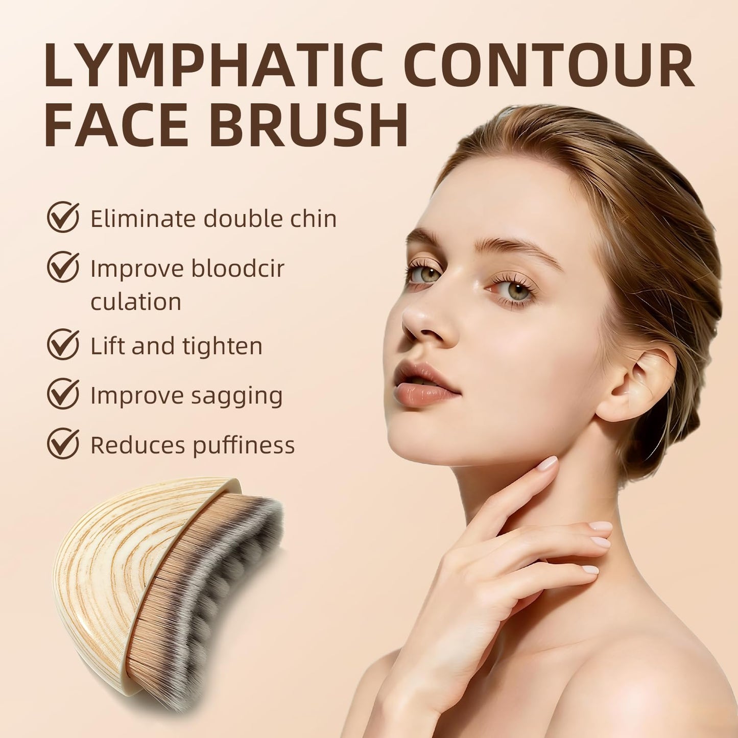ADNIWT 2 PCS Lymphatic Contour Face Brush, Lymphatic Drainage Massager with Ergonomic Design, Lymphatic Face Brush, Anti-Puffiness, Fatigue Relief, Skin Tightening Jawline