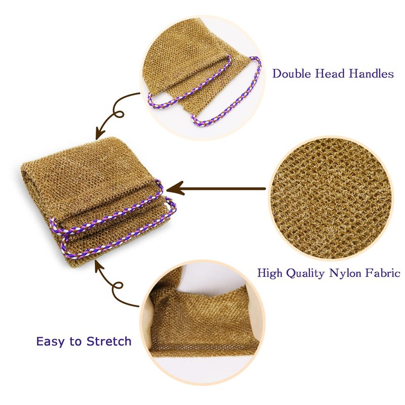 5 Pieces African Net Sponge with Handles Long African Exfoliating Net Washcloth Bath Sponge Net Cloth Wash Net Body Back Scrubber for Shower Loofah