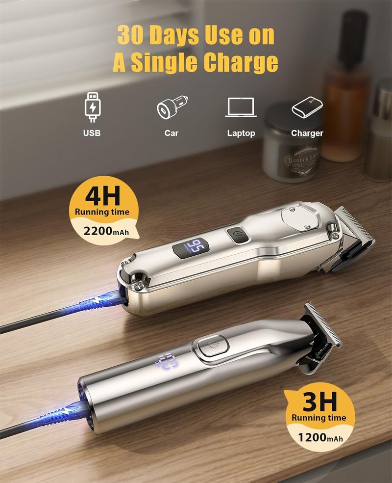 Hair Clippers Set for Men - Cordless Grooming Clippers & Trimmers | Professional Barber Kit