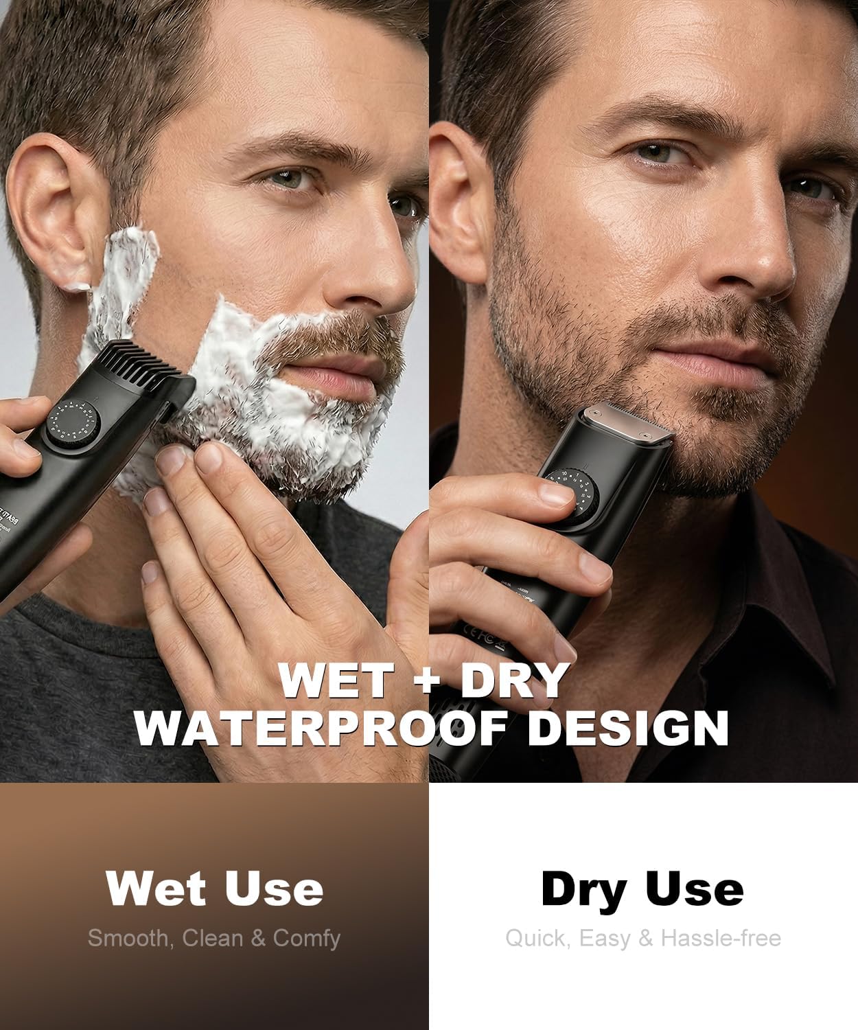 Skiennix Vacuum Beard Trimmer - No Mess Trimming with 40 Lengths, Waterproof, LED Display, USB-C Grooming Kit