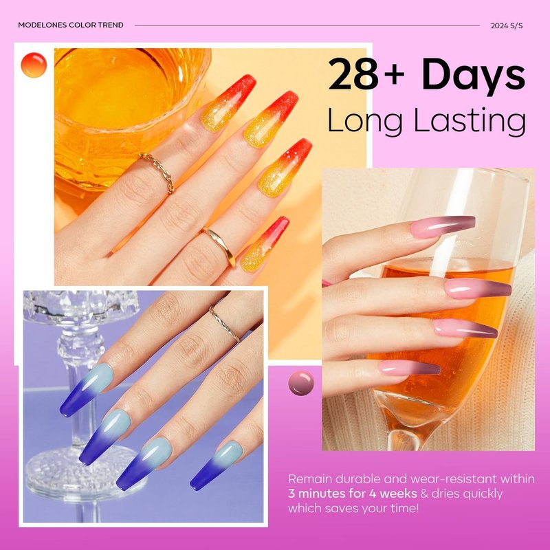 Modelones Gel Nail Polish Set - 6 Color Changing Shades for Valentine's Day | Mood Temperature Gel Polish