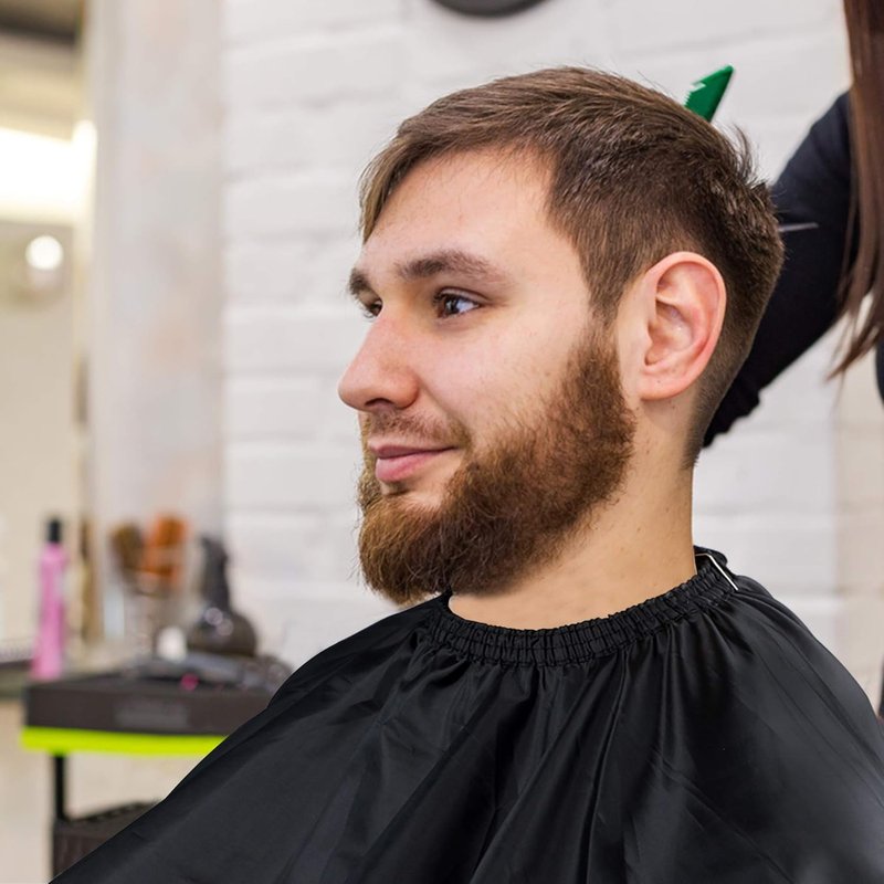 Professional Hair Cutting Cape - Salon Barber Cape with Neck Duster Brush | Black