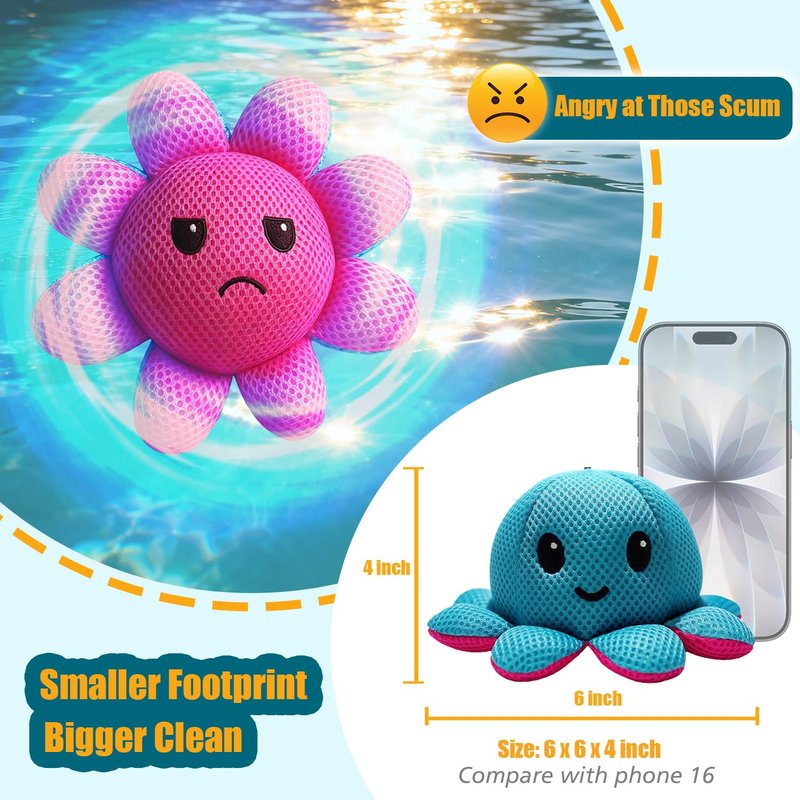 Exqusdy Hot Tub Scum Absorber - Reusable Spa Oil Absorbing Sponges with Smiley Faces, Compatible with Coleman/Intex/SaluSpa Inflatable Hot Tubs, Adult Spa Cleaning Accessories, 1PC