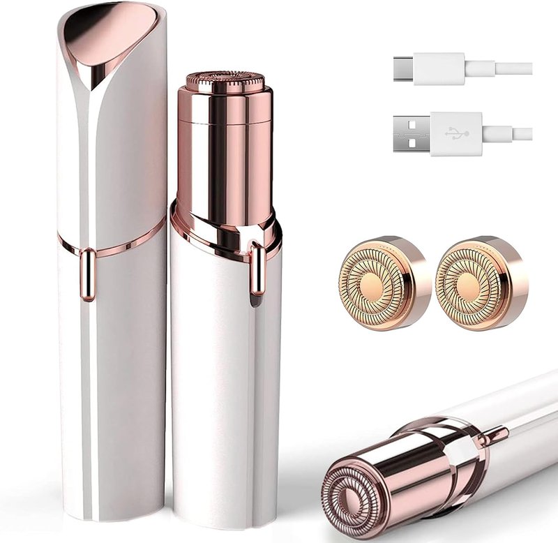 Facial Hair Removal for Women - USB Rechargeable Ladies Face Shaver | 2 Replacement Heads Included