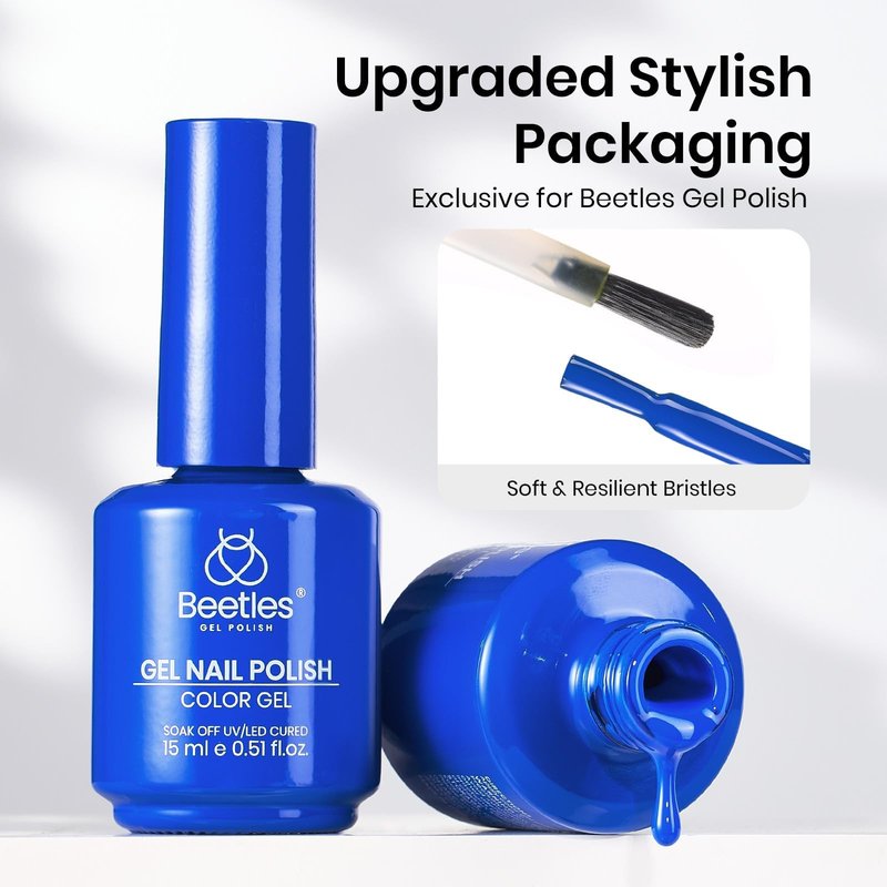 beetles Blue Gel Polish - 15ML Full Size One Color One Bottle Royal Blue Gel Polish Soak off Uv Led Lamp Nail Art Colorful Bottle All Season Manicure