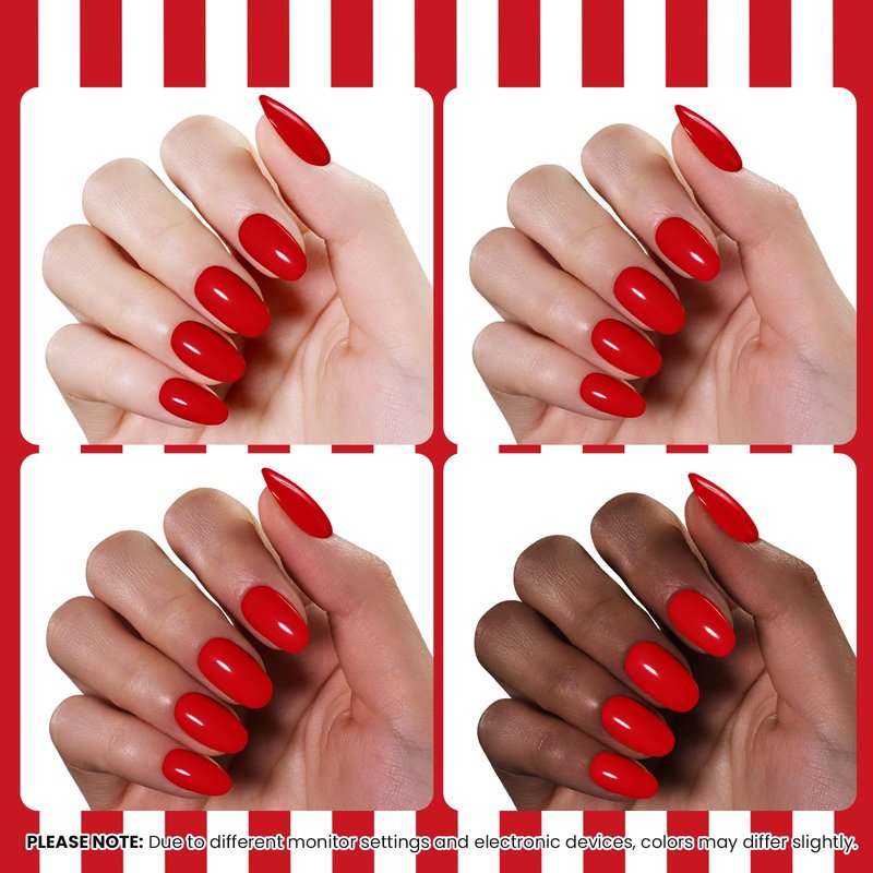 Beetles Red Gel Polish - Summer Voyage Summer Nails, Sunburn Red Gel Nail Polish, Same Color Same Bottle, Soak Off UV LED Lamp Neon Nails Art, Long-Lasting Manicure Salon DIY for Holiday