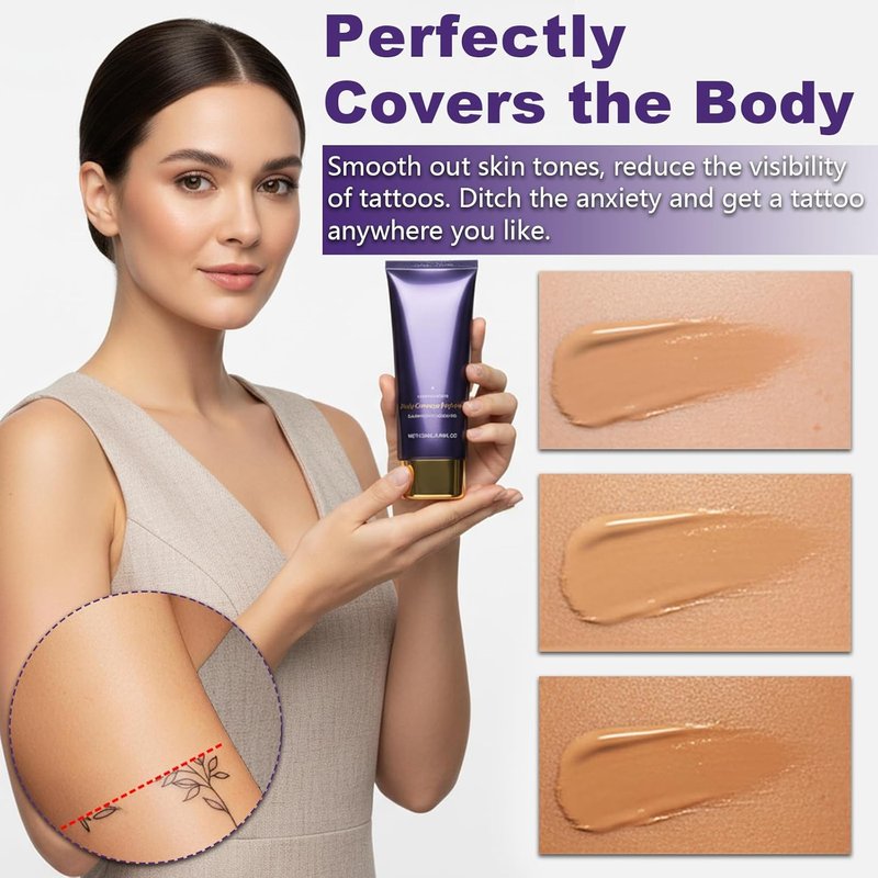 Body Makeup Coverage Perfector - No Transfer Formula with 10 Tattoo Cover Up Patches | Natural Radiant Finish