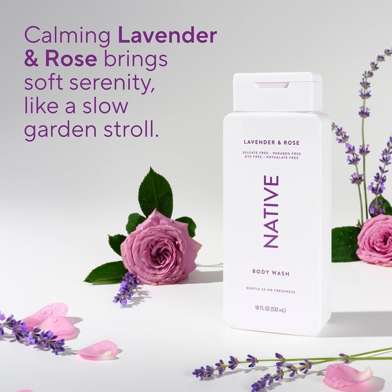 Lavender & Rose Scent Body Wash - 24-Hour Refreshing Clean for All Skin Types | 18 oz