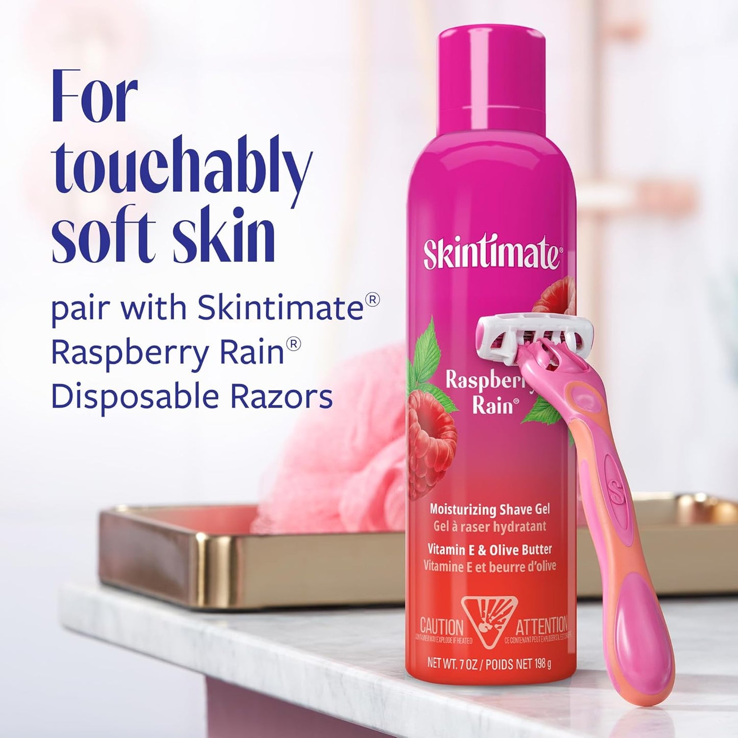Skintimate Raspberry Rain Shave Gel for Women - 3 Pack | Moisturizing Shaving Cream, 7oz Each