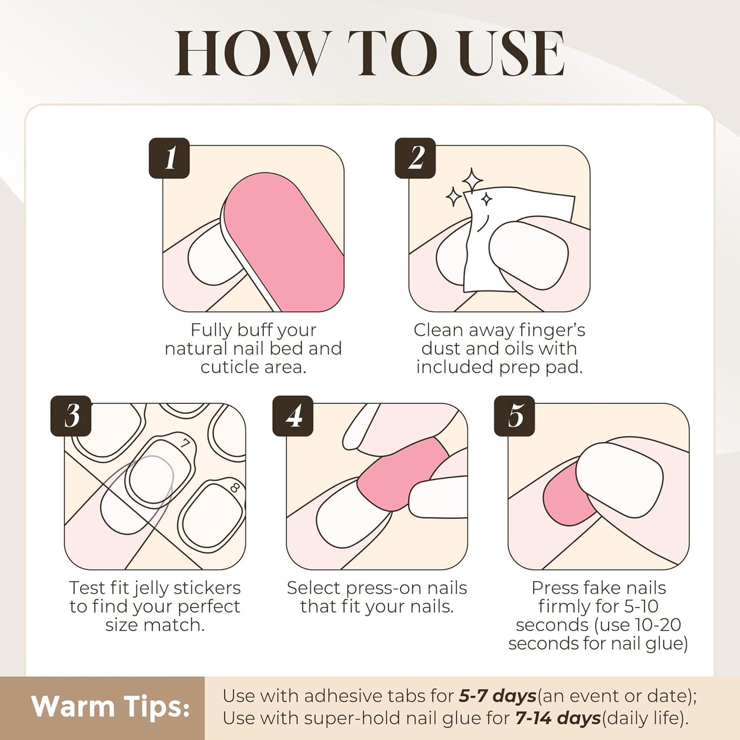 UNA GELLA Press On Nails - Ombre Soft Gel Short Square Kit with Adhesive Tabs & Nail File | 32 Reusable Fake Nails in Nude Cream
