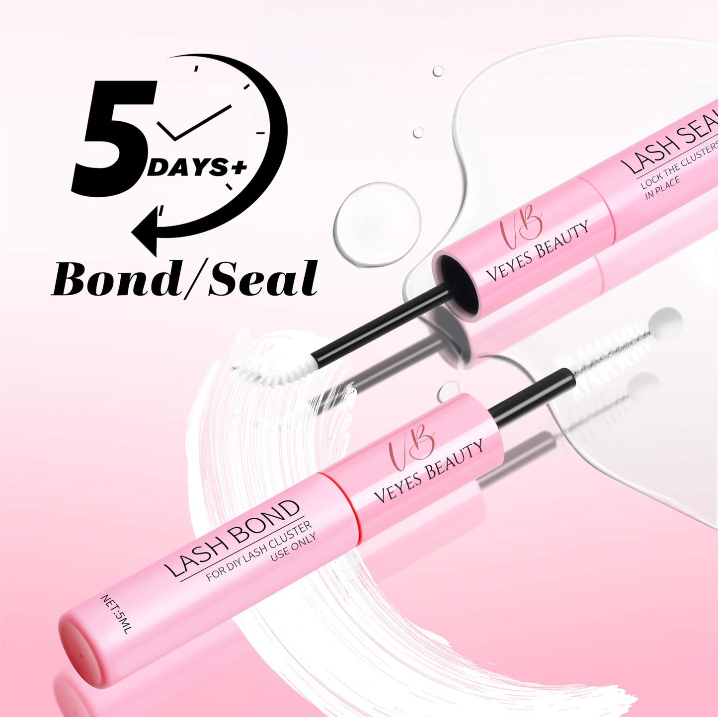 VEYESBEAUTY Siren Cluster Lashes Kit Individual Lash Extensions Newbie's Five-Second DIY Dramatic Volume Eyelash Wispy Faux Mink Lash Mixed Length Tray with Bond & Seal, Applicator at Home