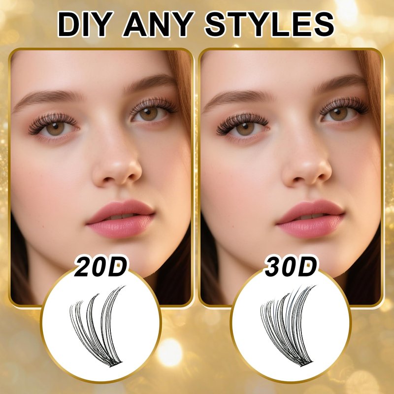 FEEGO Eyelash Extensions Kit Lash Clusters DIY Lash 280pcs 9-16mm Individual Lashes Clusters 20D 30D D Curl Eyelash Extension Kit Individual Lashes, Lash Bond, Seal Glue, Remover (2030D Charming Kit)