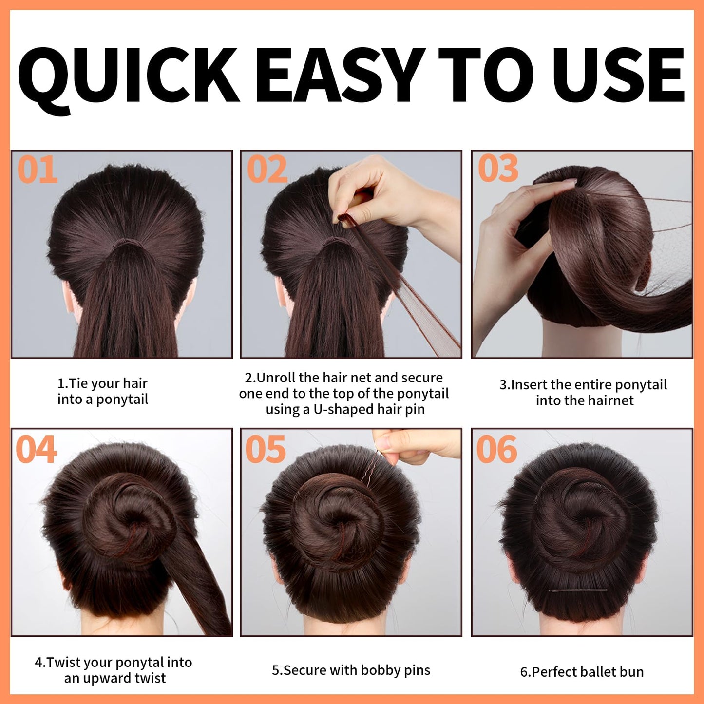 Teenitor Hair Net Set, Includes 20 Pcs Individually Packaged Hair Nets (20 inches) & 40 Pcs Hair Pins for Women Girls, Bun Maker, Brown