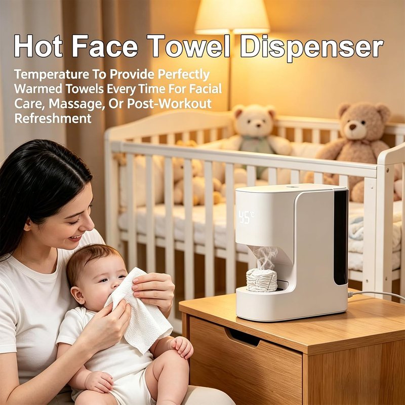 Regine Switzerland Hot Towel Warmer - Automatic Dispenser with 55°C Constant Temperature | Includes 20 Compressed Towels