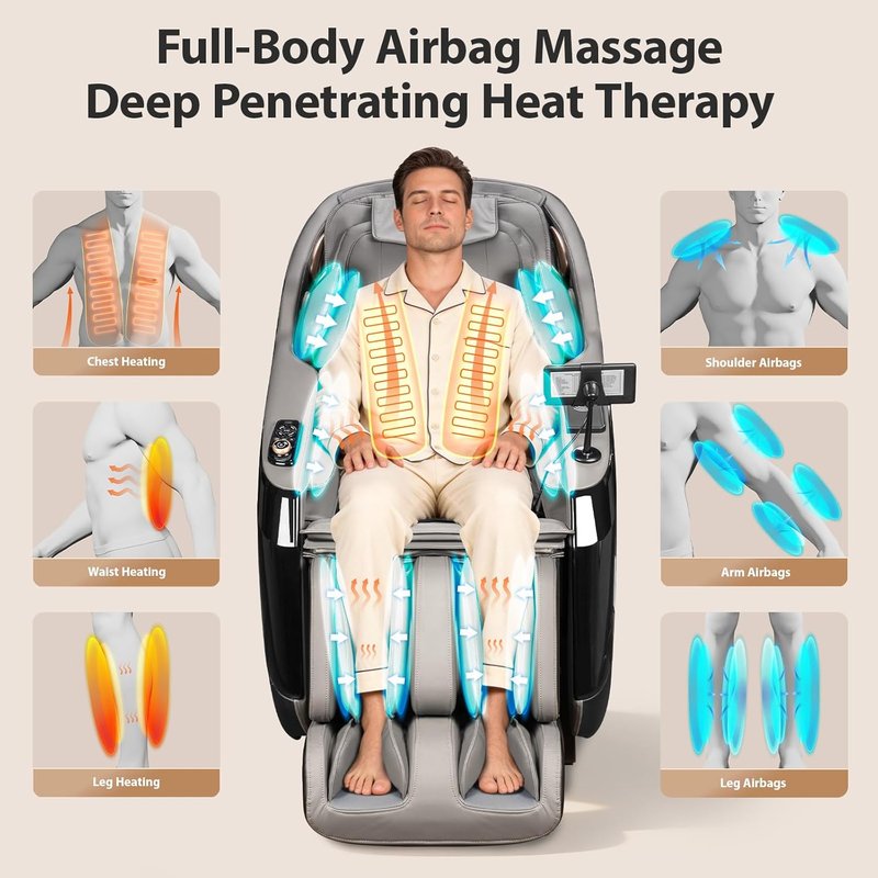 4D Massage Chair - Full Body Zero Gravity Recliner with 10 Modes, 32 Airbags & AI Voice | 53.2" SL-Track Design