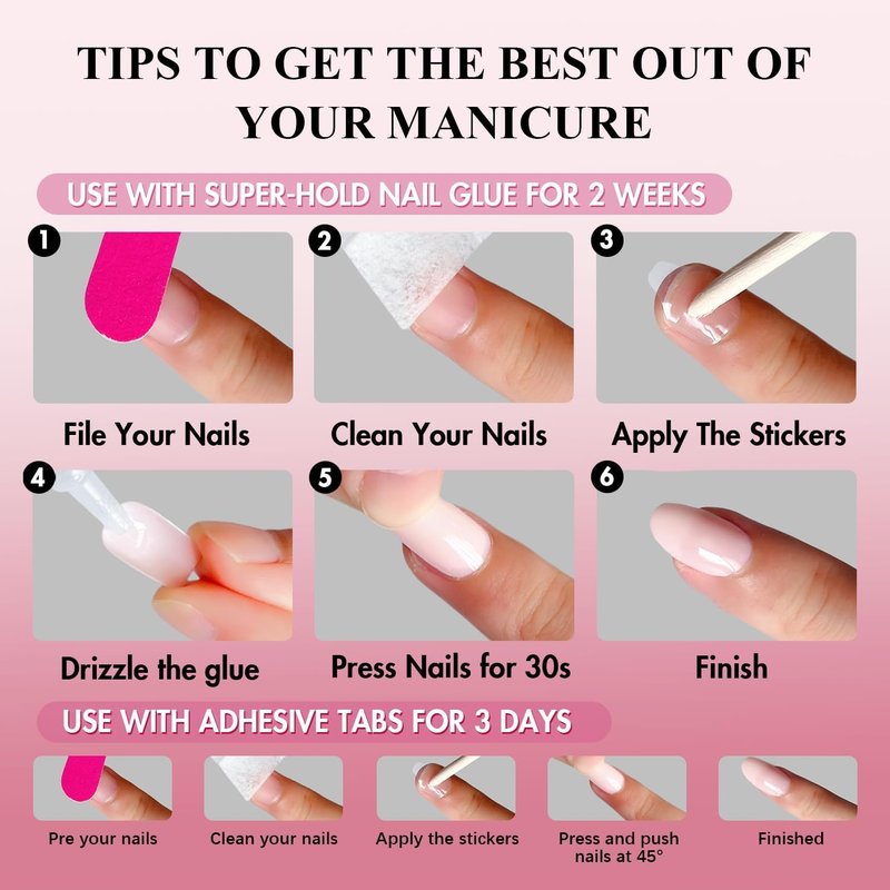 KQueenest Press On Nails - Pale Pink Oval Extra Short | 32 Pcs, 16 Sizes, Reusable Glossy Design
