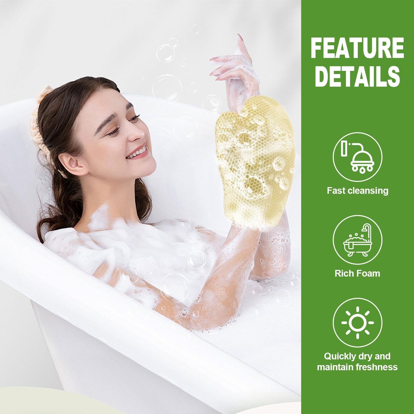Honeycomb Exfoliating Bath Gloves - Microfiber for Enhanced Blood Circulation & Soft, Smooth Skin for All Skin Types (Yellow - Glove)