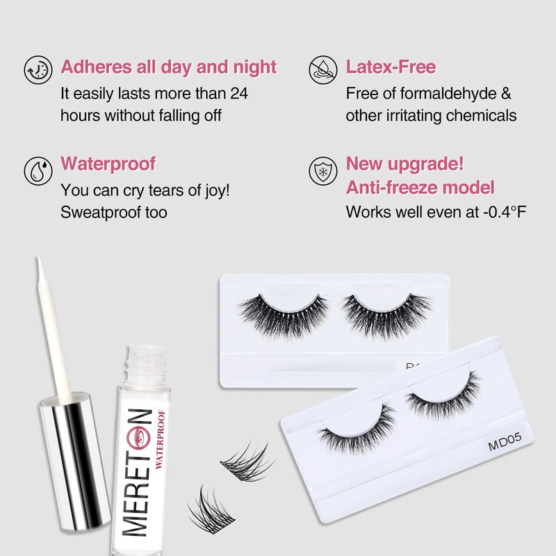 Eyelash Glue for False Eyelashes - Super Strong Hold Clear Waterproof Long-Lasting Strip Lash Glue Fast Drying Eyelash Adhesive 5ml/0.17oz White