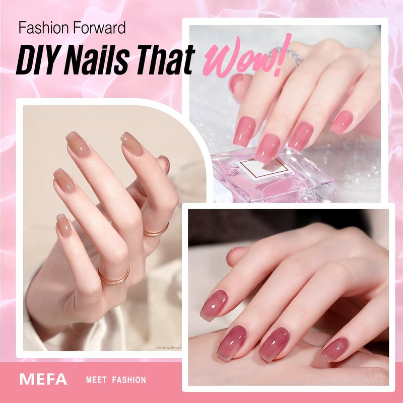 MEFA Jelly Gel Nail Polish Set - 12 Colors Including Valentine's Nude Pink & Milky White | Soak Off DIY Nail Art