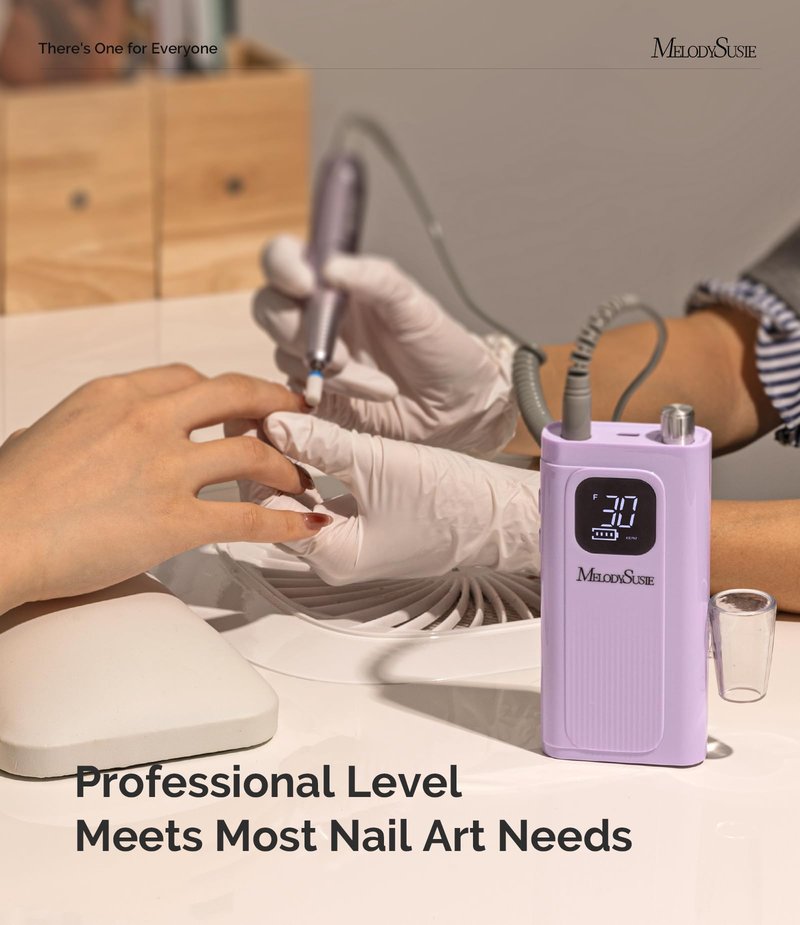 MelodySusie Entry-Level Clip-On Rechargeable Essential Nail Drill, SC300F 30000RPM E-File with LCD Display for All Manicure Shaping & Gel Removal,Ideal for Training,Nail Art Practice & Home Use,Purple