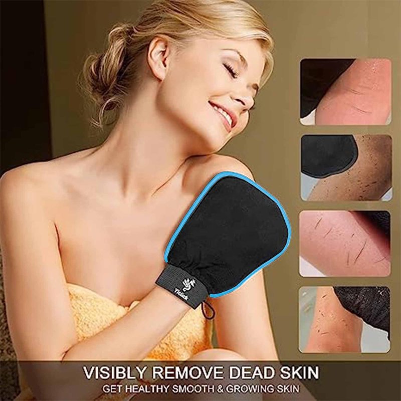 Exfoliating Gloves 2 Pcs, Exfoliating Body Scrubber for Bath Shower Exfoliation, Body Scrub Exfoliator Loofah Sponge for Dead Skin Remover, Korean Exfoliating Mitt (Browm)