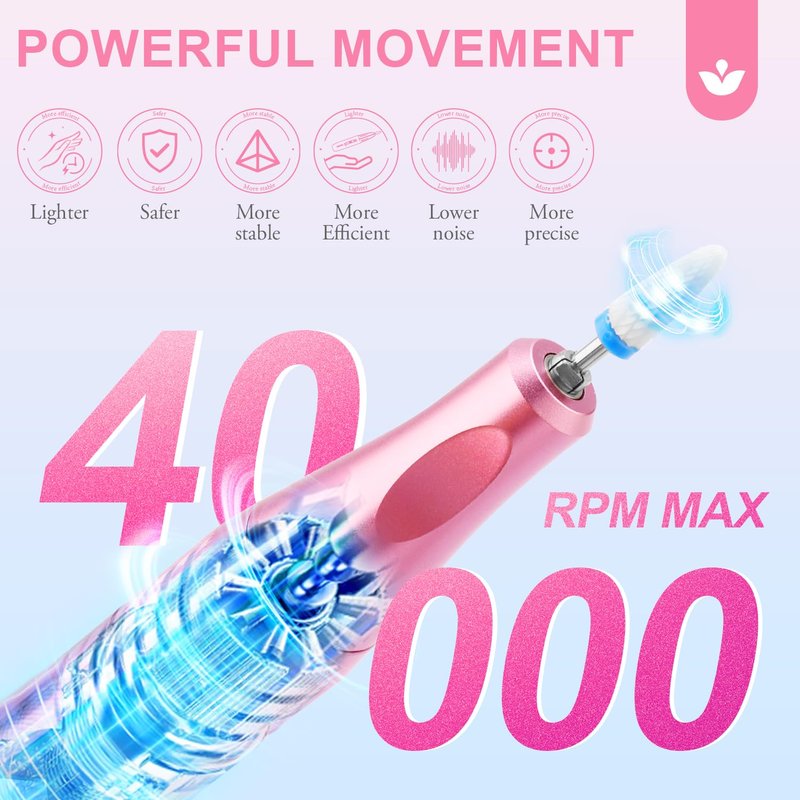 Professional Electric Nail Drill LEDSUUEI: 40000RPM Electric Nail File 2024 Pro High Tech Fast Removal Electric Nails Drill Kit 6500mAh Rechargeable Nail Drill Nail File Tool for Manicure Salon Home