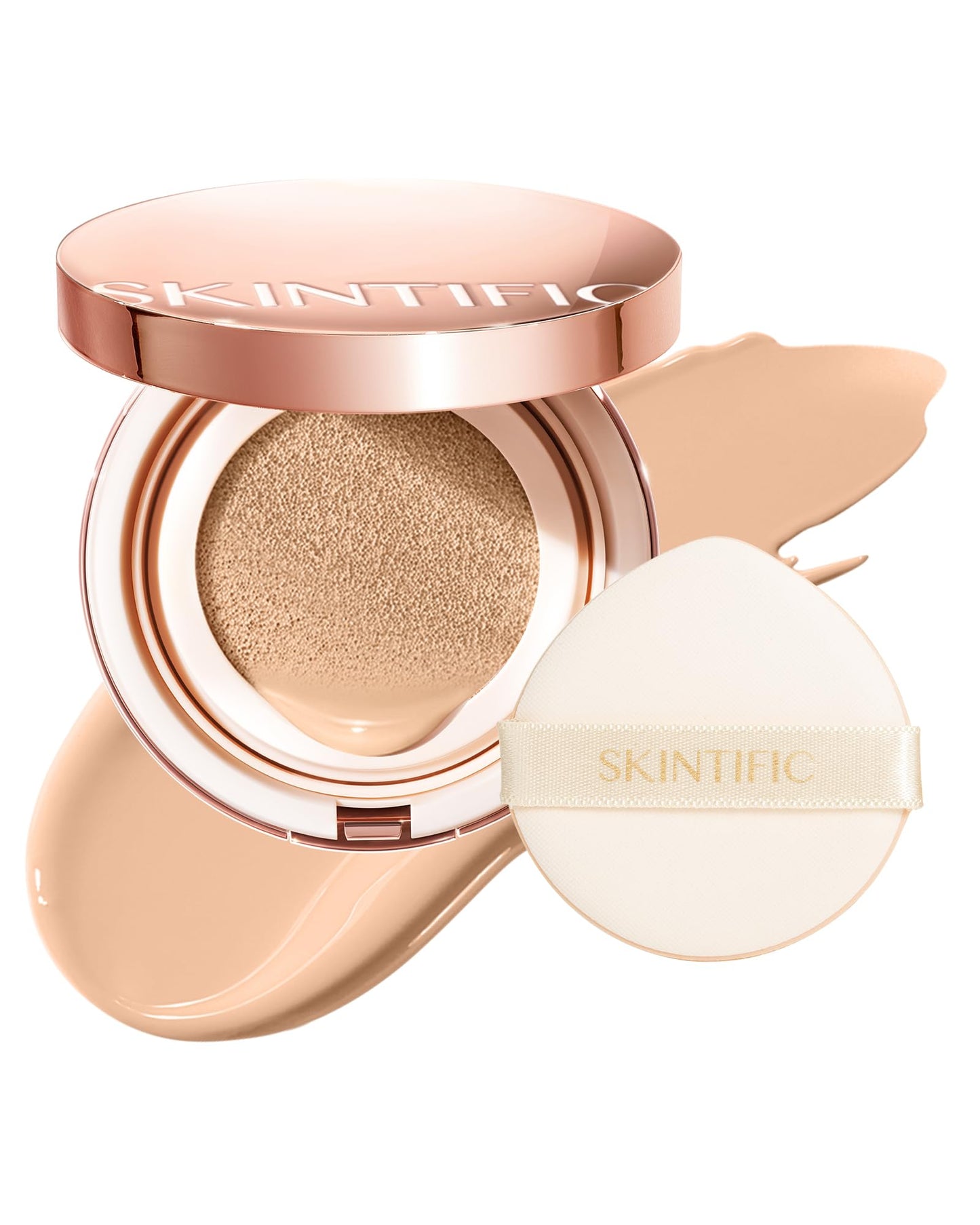 SKINTIFIC Full Coverage Cushion Foundation #02 Ivory| Satin Glow Finish, Oil-Control & Waterproof, Buildable Tattoo Cover Cushion for All Skin Types