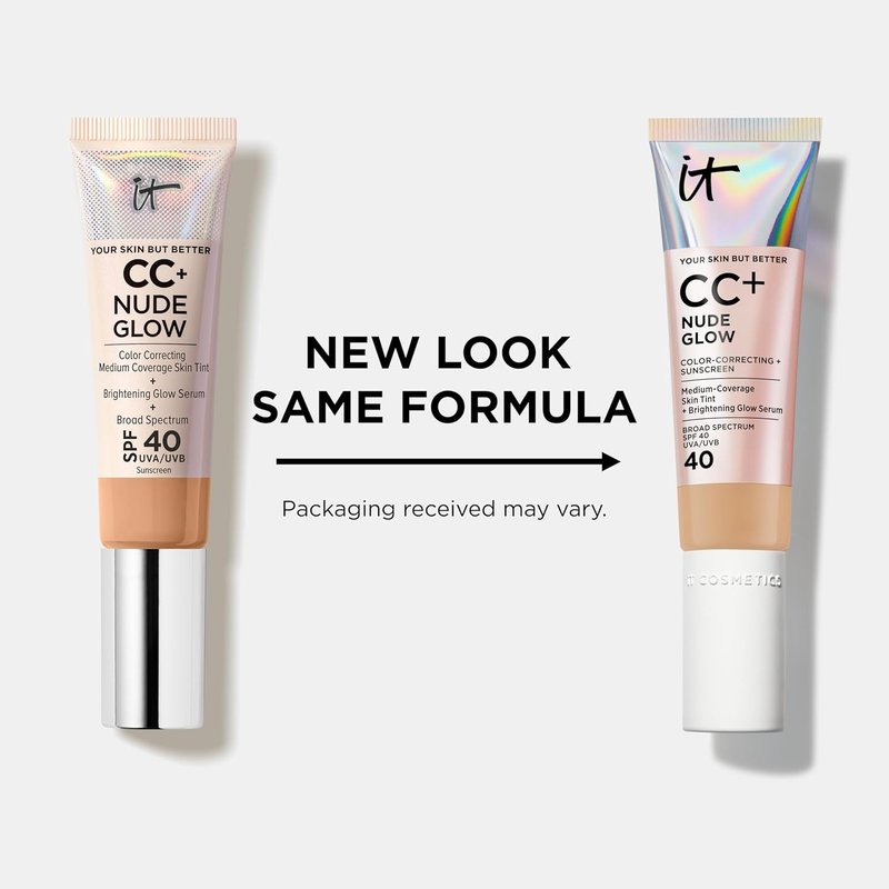 IT Cosmetics CC+ Nude Glow Foundation - Medium Coverage SPF 40 with Niacinamide & Hyaluronic Acid | 1.08 fl oz for Normal to Dry Skin