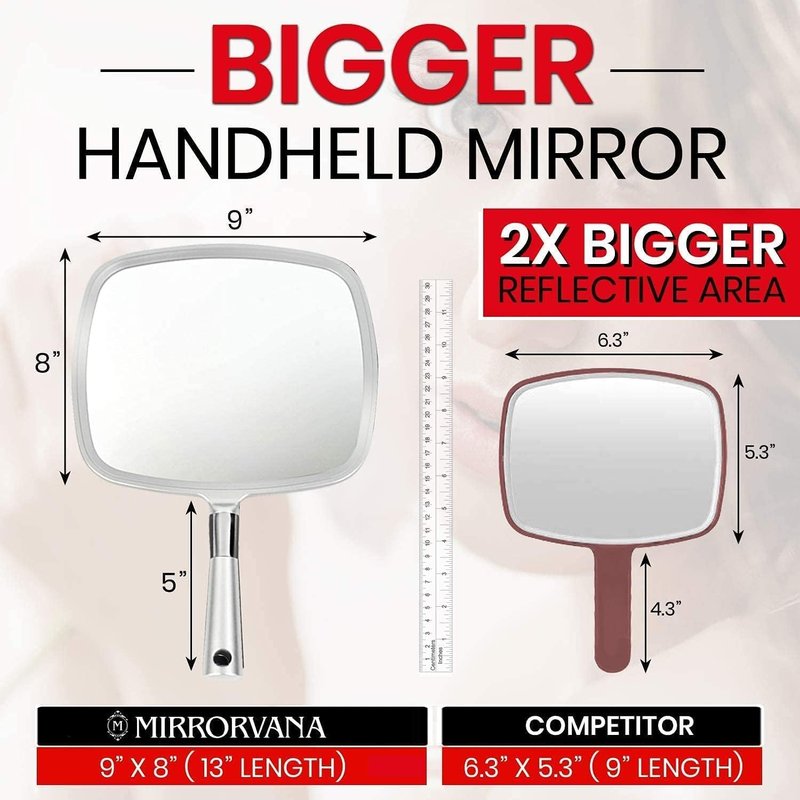 Large Hand Held Mirror - Comfy Silver Salon Model | 5-Pack