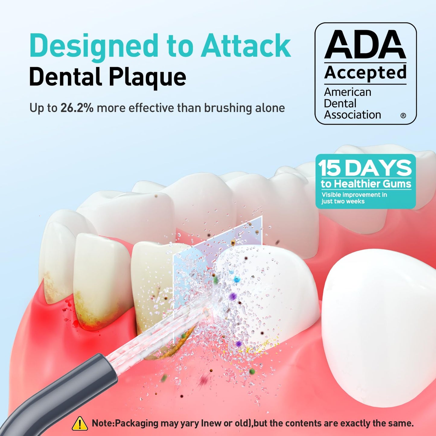 COSLUS Water Dental Flosser Teeth Pick C20: ADA Accepted, Portable Cordless Oral Irrigator 300ML Rechargeable Travel Irrigation Cleaner IPX7 Waterproof Electric Flossing Machine for Teeth, Grey