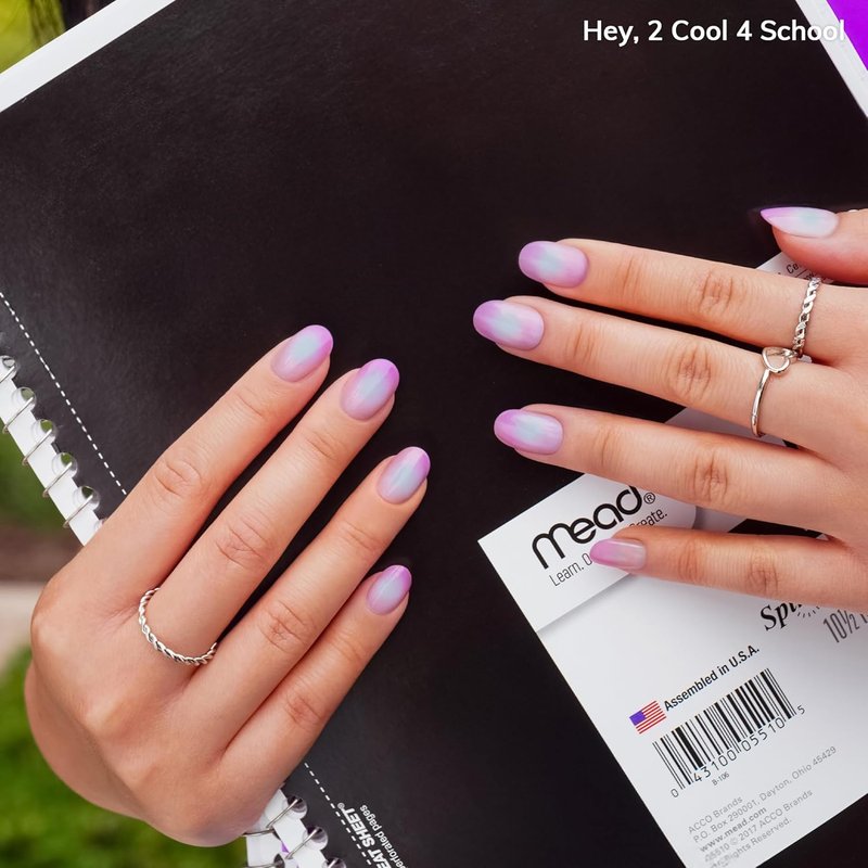 Heyhae Semi Cured Gel Nail Strips - Easy Apply & Remove Salon Quality | Aura Purple | 28 Strips, Prep Pads & Nail File Included
