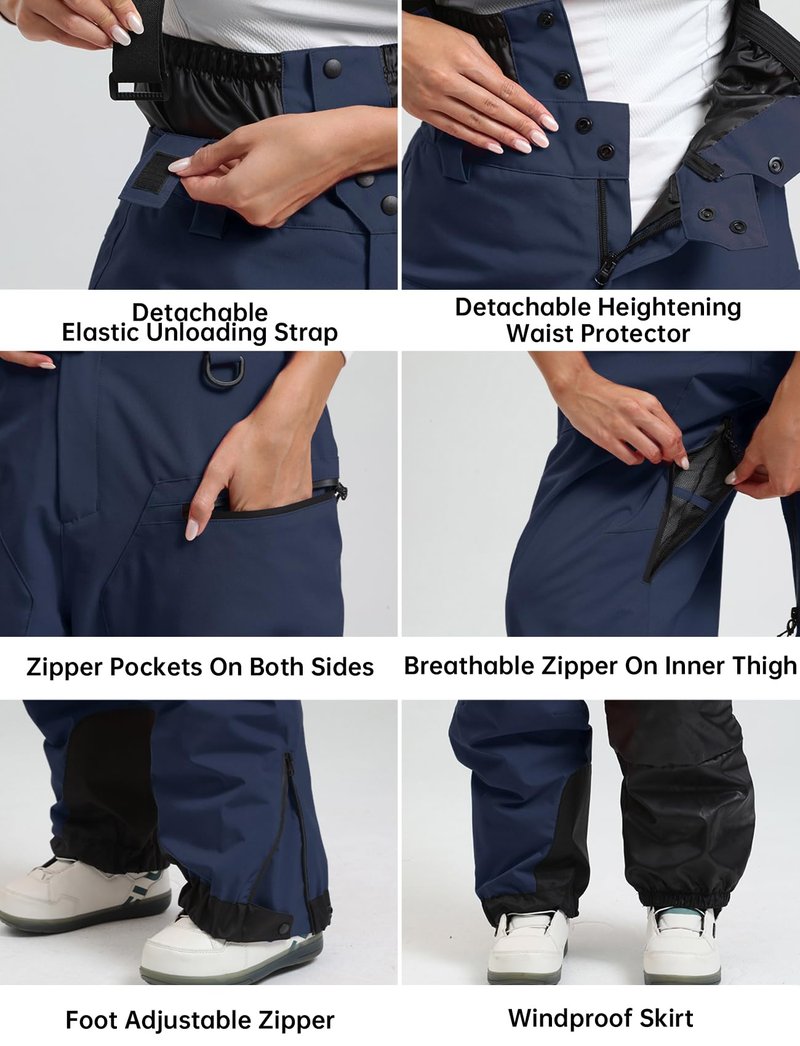 GSOU SNOW Womens Baggy Snowboard Pants Ski Bibs Snow Loose Overalls Waterproof Windproof Insulated Warm