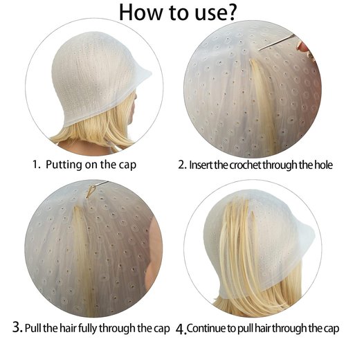 Professional Silicone Highlighting Cap Set with Hook - Reusable Pre-Punched Hair Color Tools for Salon Use
