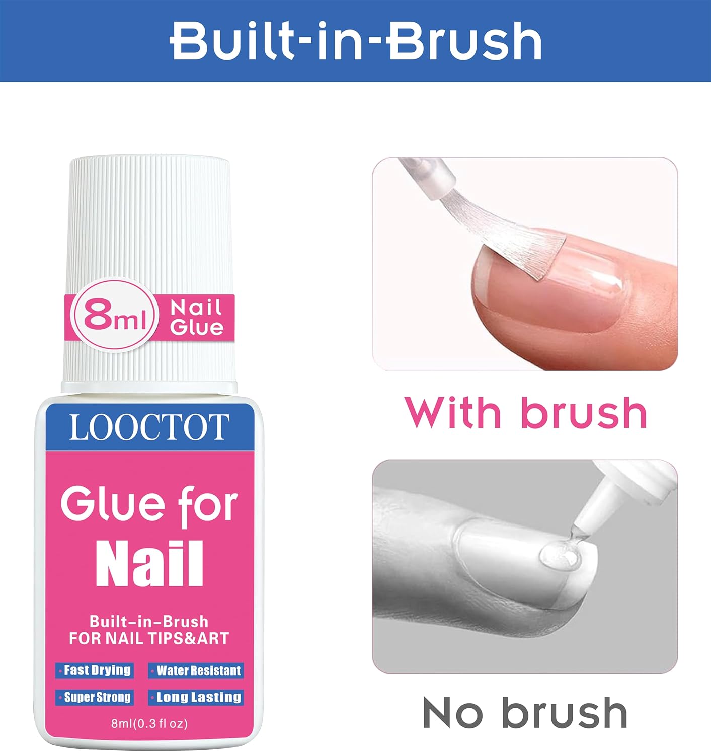 Skiennix Super Strong Nail Glue - Long Lasting Adhesive for Acrylic & Press-On Nails | 8ml (2-Pack)
