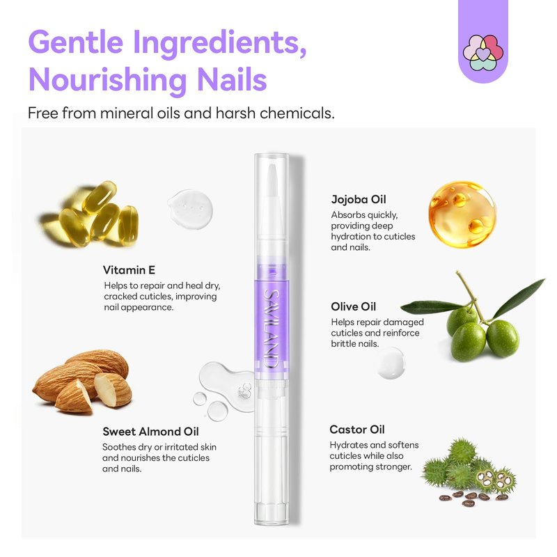 SAVILAND Natural Cuticle Oil Pen: 18 PCS Plant-Based Cuticle Oil for Nails Quick-Absorbing Nail Oil Pen with Vitamin E Deeply Repair Cuticle Softener For Damaged Dry Nails Nourish Skin Nail Care