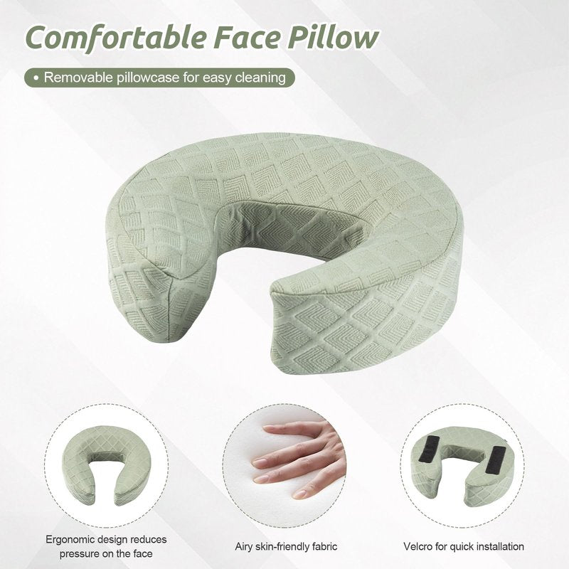 Massage Headrest for Bed, Adjustable Massage Face Cradle at Home, Portable Massage Table Kit for Sleeping Mattress, Face Down Pillow After Eye Surgery (with Armrest Shelf & Breast Pillow)