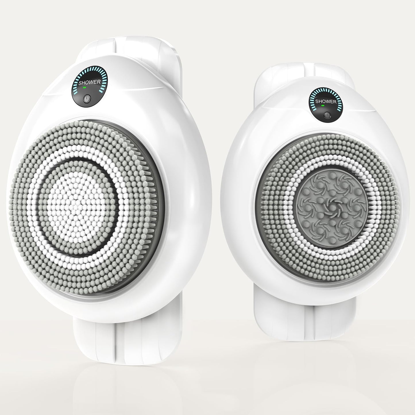 Electric Back Scrubber for Shower - Wall Mounted Exfoliating Brush, Hands-Free Automatic Body Scrubber, IPX7 Waterproof, 3-Speed Adjustment, 3 Replaceable Heads with 50pcs Disposable Shower Caps