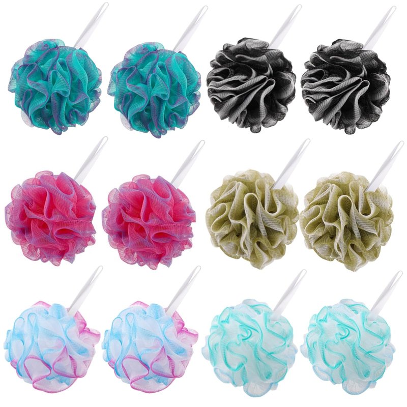 12Pcs Mini Loofah Travel Size Bath Sponge 25g/pc Shower Puff Mesh Pouf Exfoliating Bath Scrunchies - Multi Color
