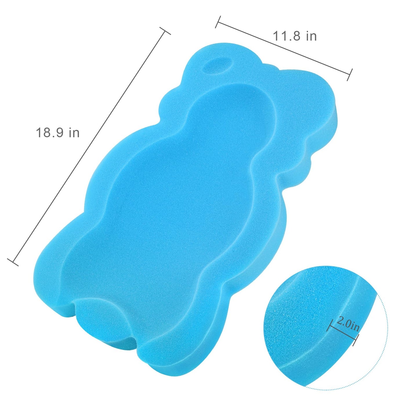 KECUCO Baby Bath Cushion Infant Sponge Mat, Toddler & Newborn Bath Pad - Blue