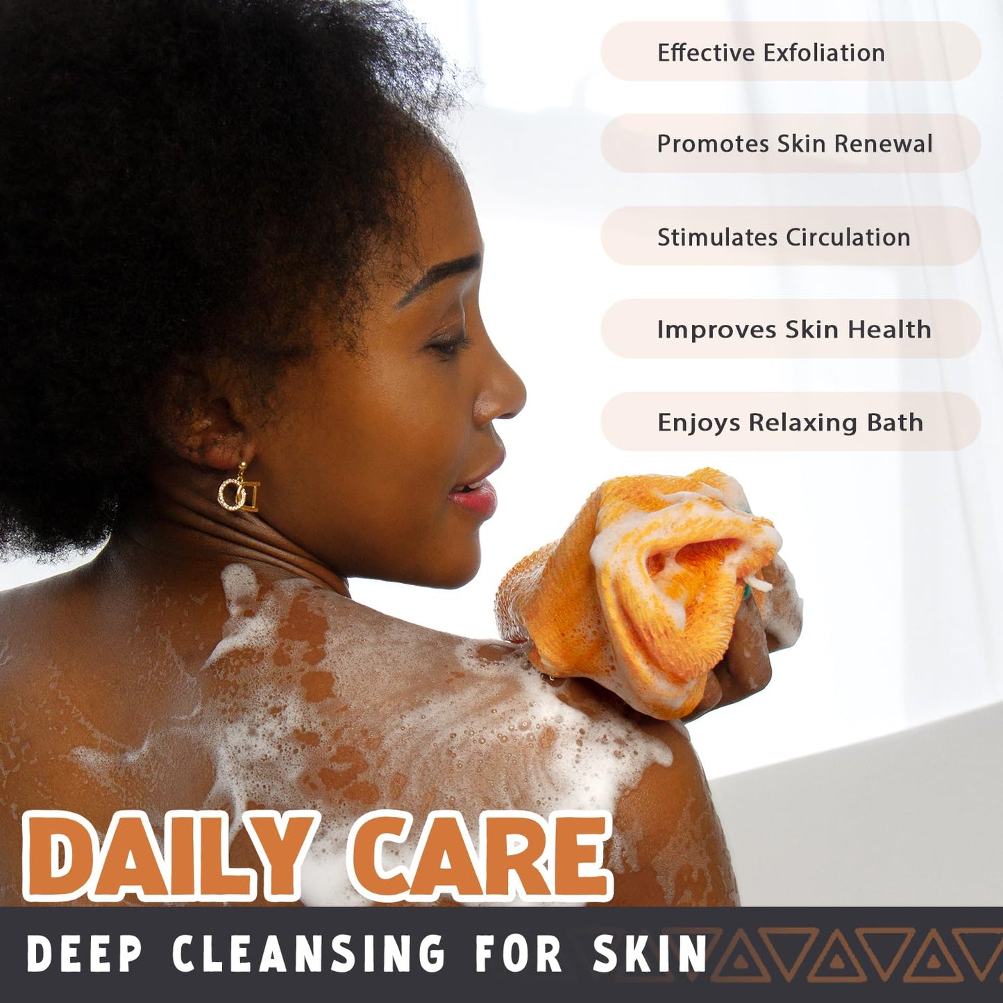 African Net Sponge Authentic - African Exfoliating Net Sponge Real African Wash Cloth - African Bath Sponge Loofah with Knots Exfoliator Net - Skin Smoother Scrub Net for Shower Body Scrubber