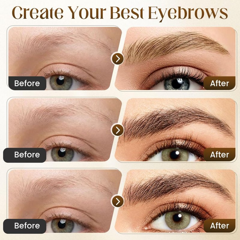 Microblading Eyebrow Pencil - 4-Tip Waterproof Brow Pen for Precise Contouring | Dark Brown